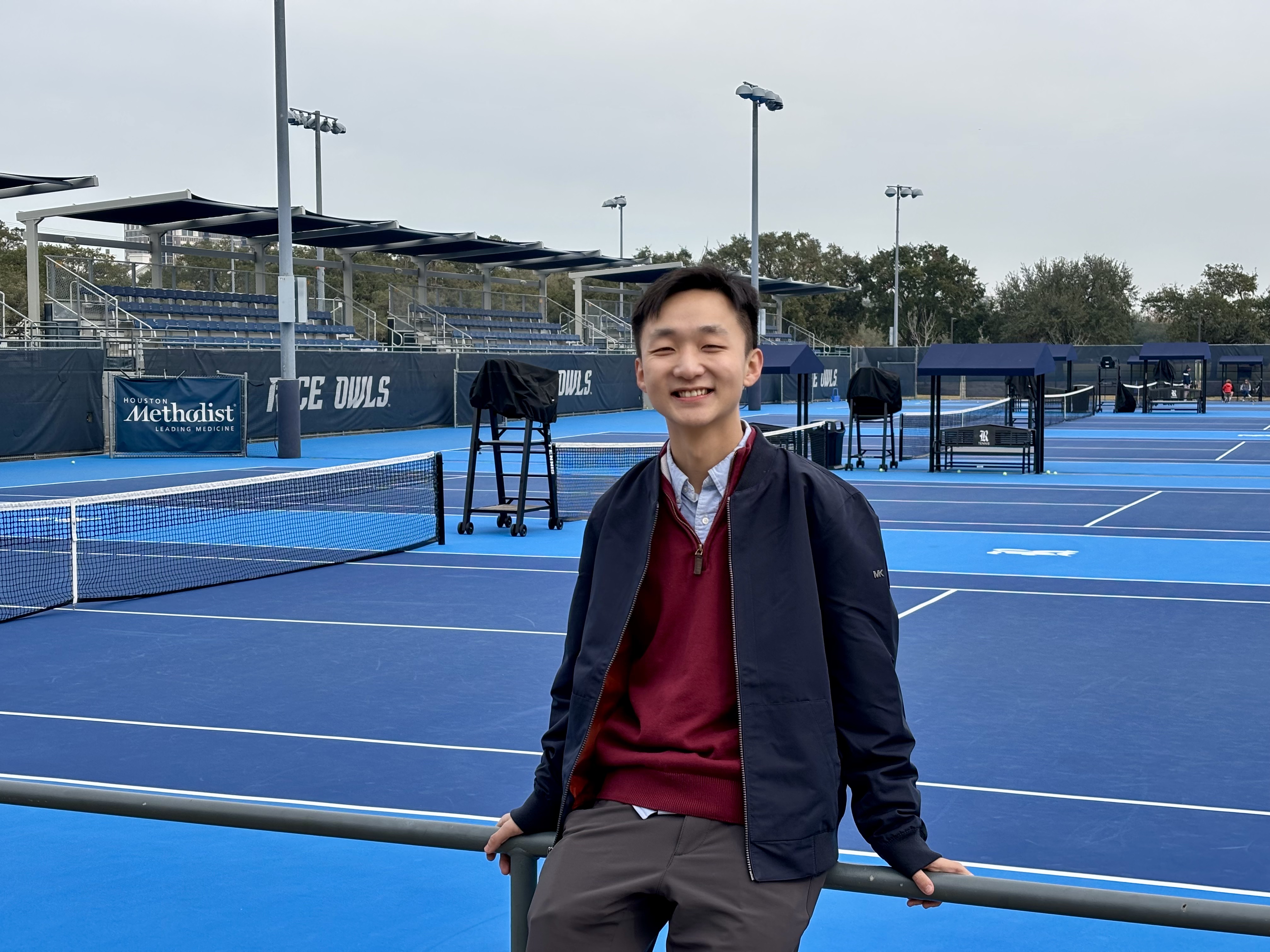 Jie Wang at a tennis court